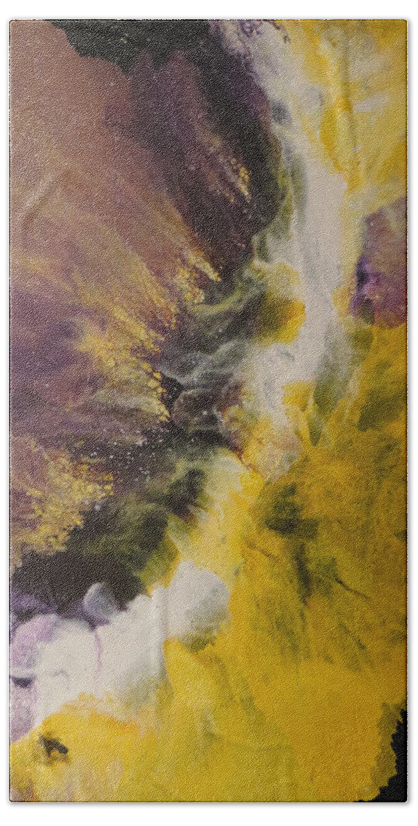Abstract Bath Towel featuring the painting Profundity by Soraya Silvestri