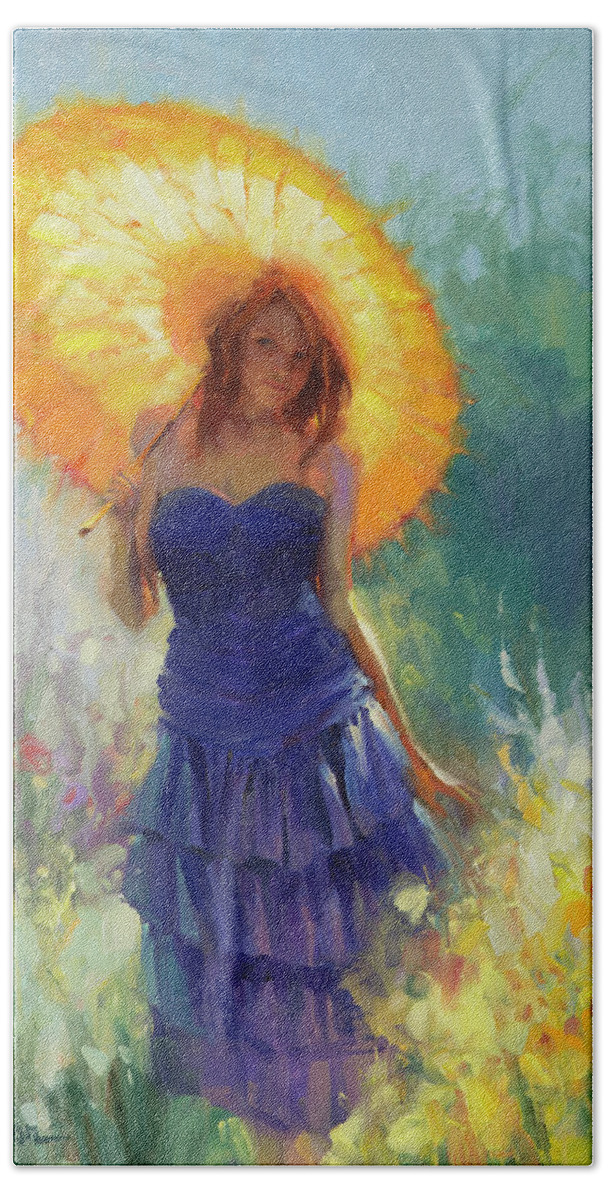 Woman Hand Towel featuring the painting Promenade by Steve Henderson