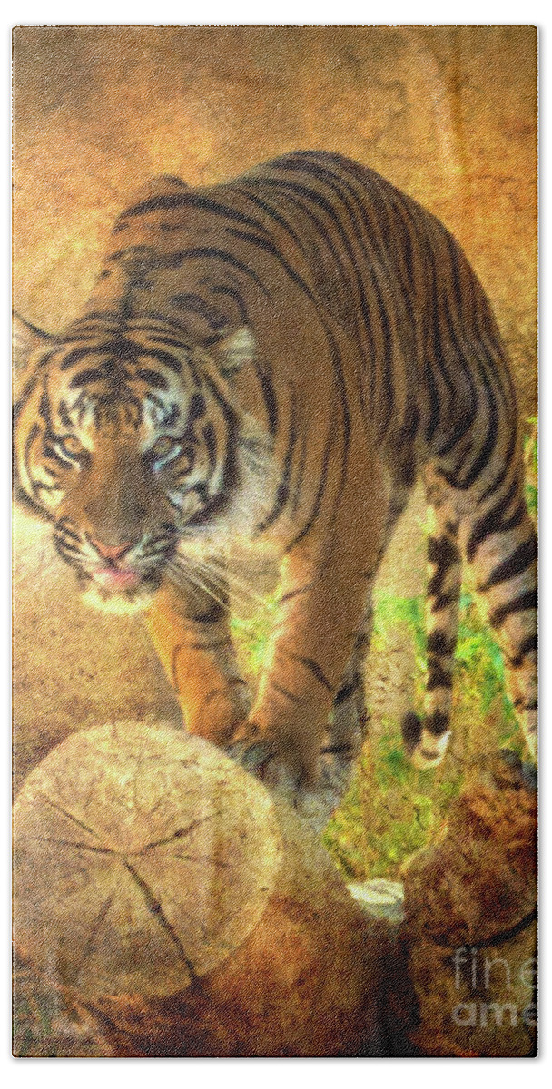 La Zoo Hand Towel featuring the photograph Prowling Tiger by Scott Parker