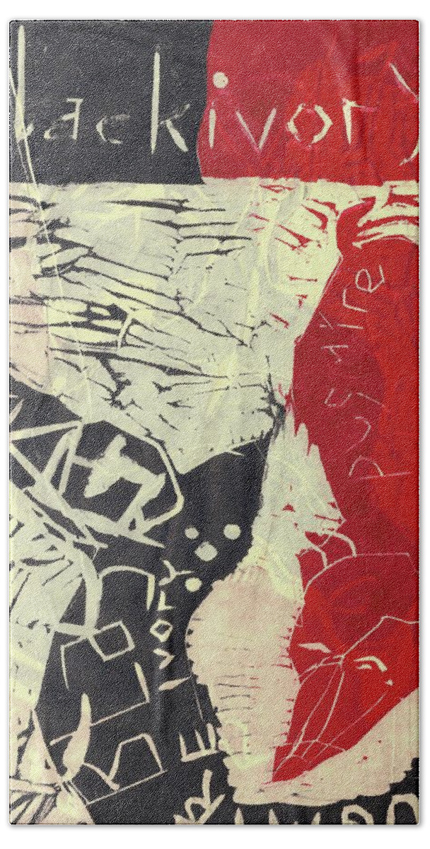Red Hand Towel featuring the relief Pugmire CD front sheet by Edgeworth Johnstone