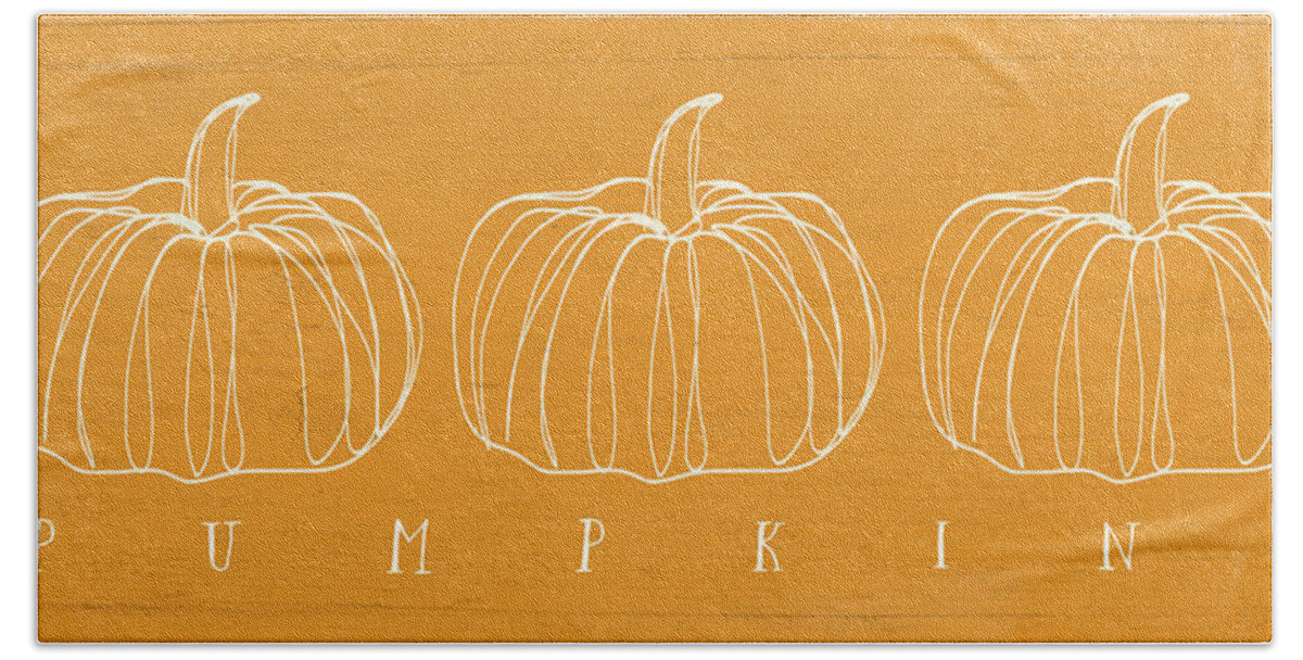 Pumpkins Hand Towel featuring the mixed media Pumpkins- Art by Linda Woods by Linda Woods