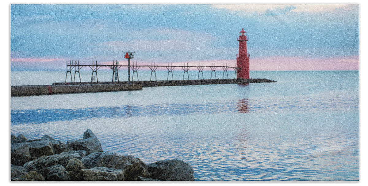 Lighthouse Bath Towel featuring the photograph Pure Algoma by Bill Pevlor