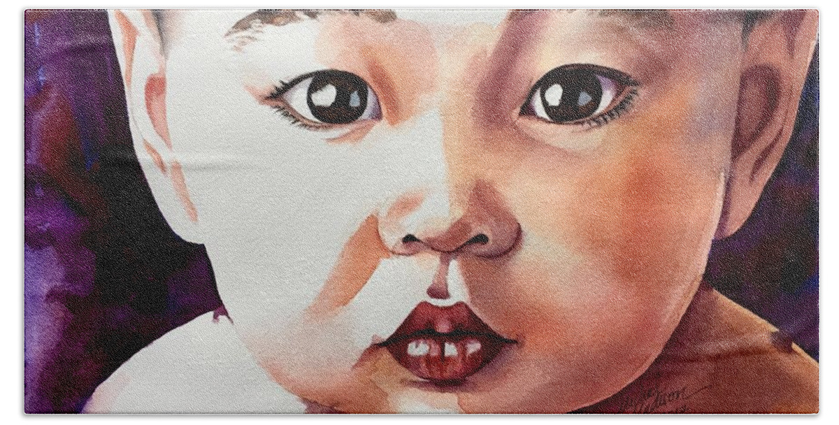 Asian Baby Hand Towel featuring the painting Pure Potential by Michal Madison