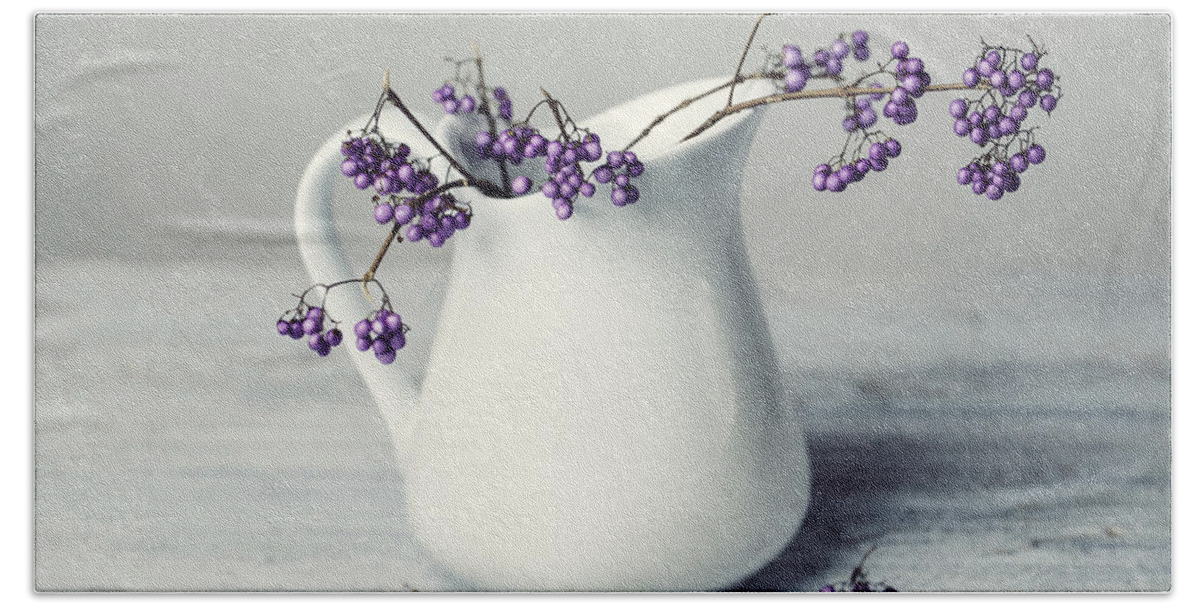 Purple Hand Towel featuring the photograph Purple Berries by Nailia Schwarz