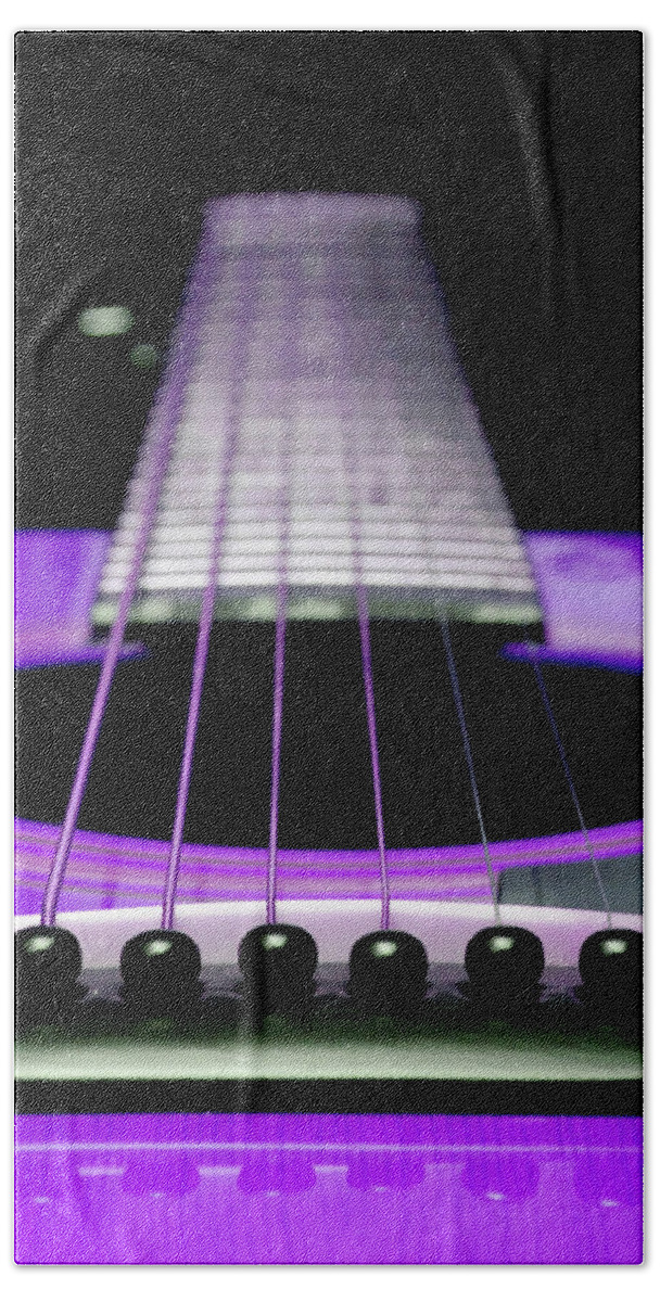 Andee Design Guitar Hand Towel featuring the photograph Purple Guitar 15 by Andee Design