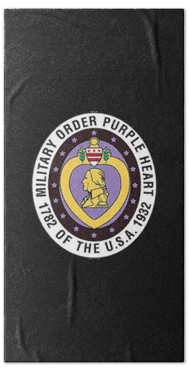  Bath Towel featuring the painting Purple Heart 5 T-shirt by Herb Strobino
