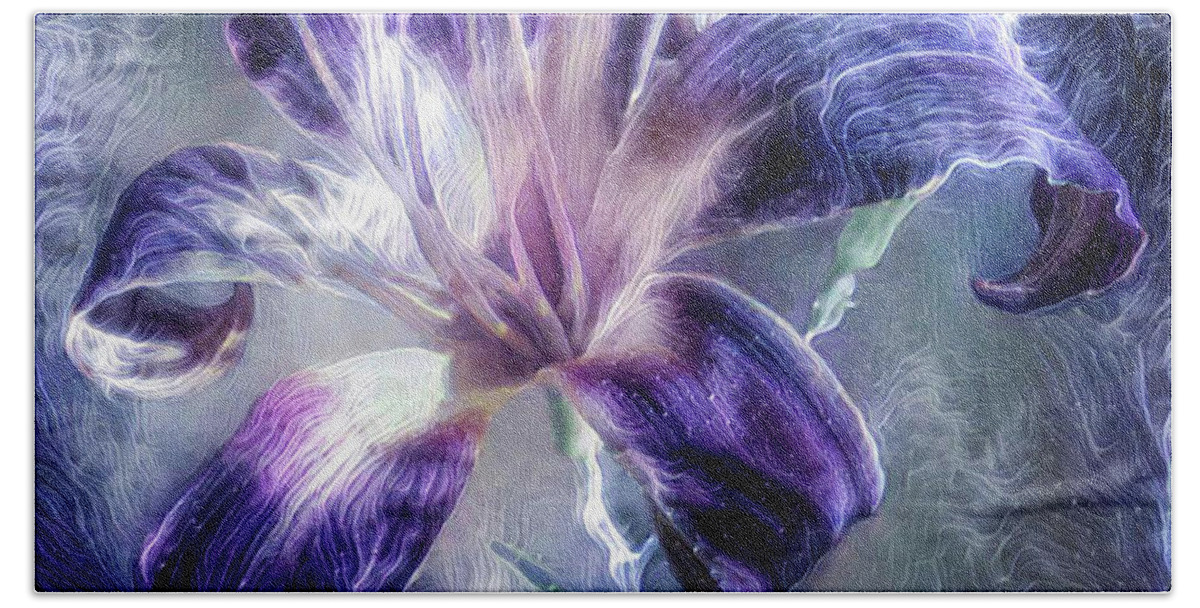 Purple Bath Towel featuring the mixed media Purple Lily flower by Lilia D