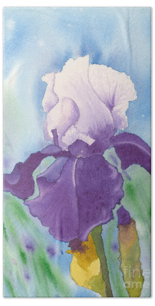 Iris Bath Towel featuring the painting Purple by Louise Magno