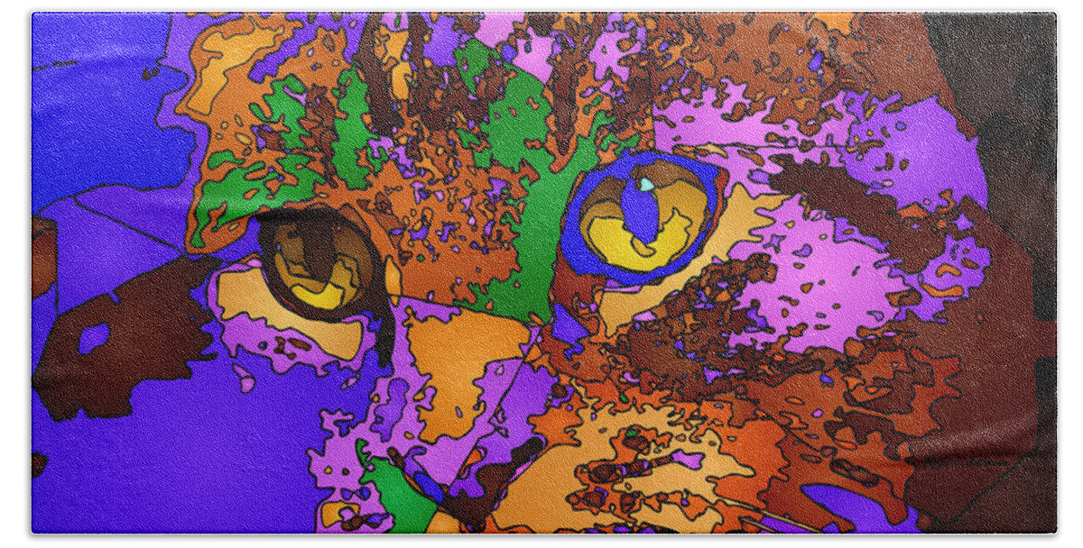 Cat Bath Towel featuring the digital art Purple Love. Pet Series by Rafael Salazar