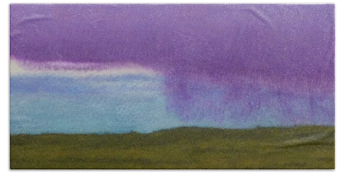 North Dakota Bath Towel featuring the painting Purple Rain by Cris Fulton