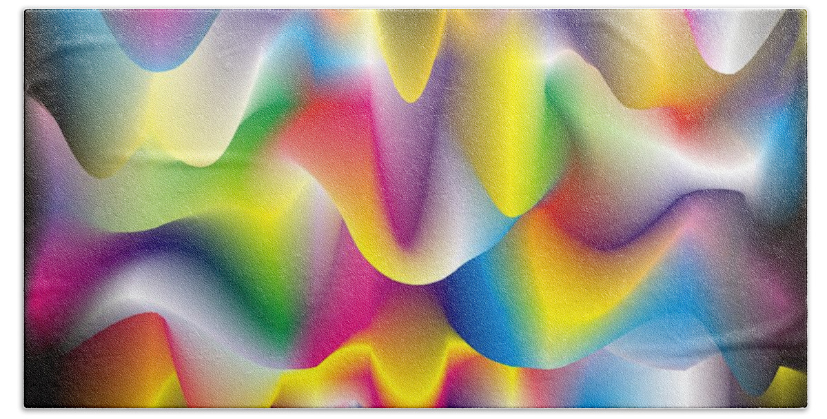 Abstract Hand Towel featuring the digital art Quantum Landscape 1 by Walter Neal
