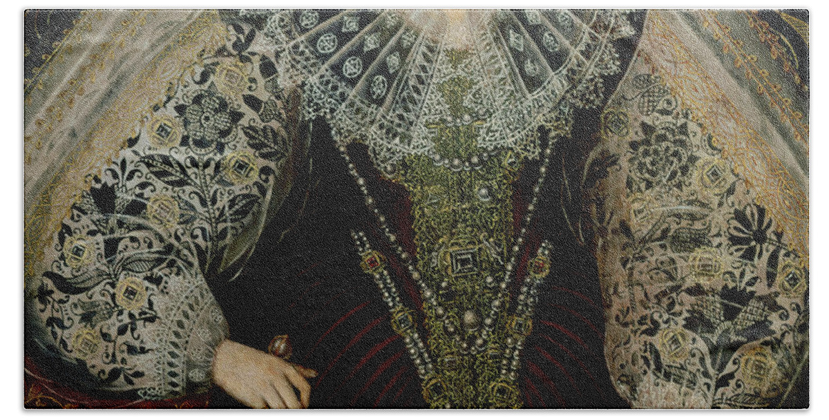 Queen Hand Towel featuring the painting Queen Elizabeth I by John the Younger Bettes