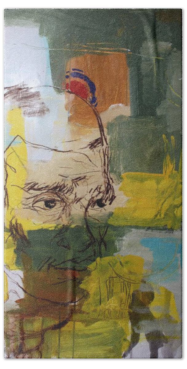 Expressive Hand Towel featuring the mixed media Quest-ioning by Aort Reed