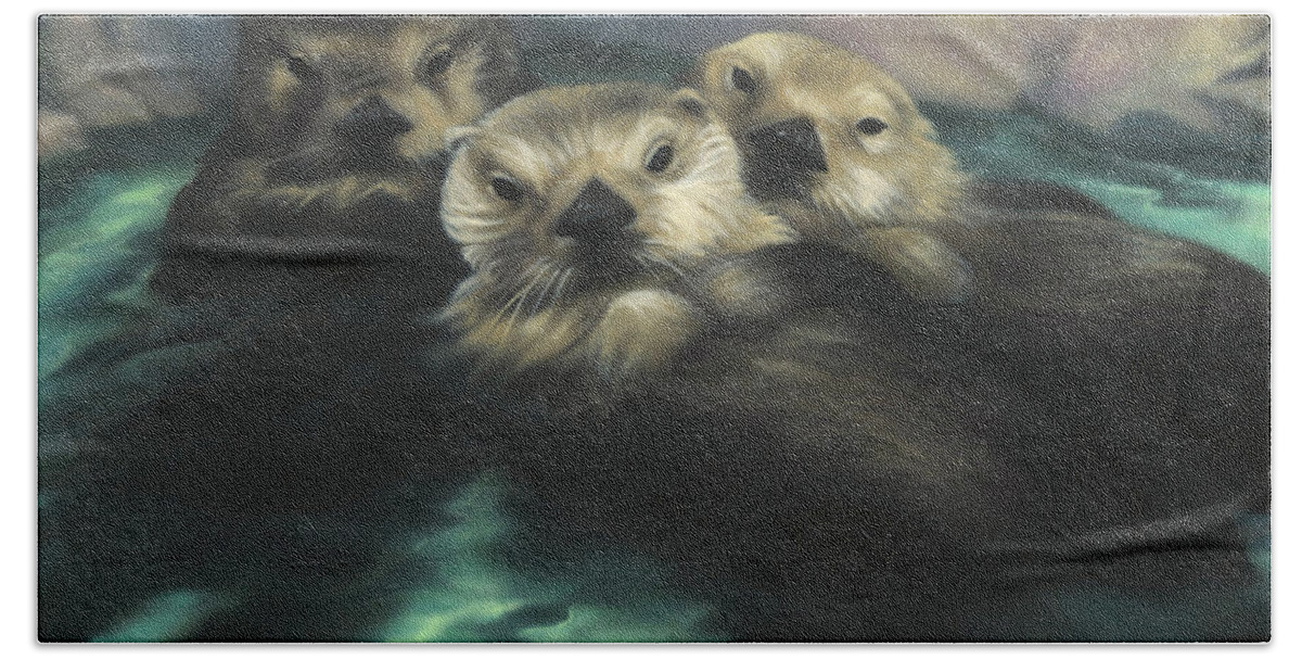 Quiet Cove Bath Towel featuring the painting Quiet Cove by Lucy West