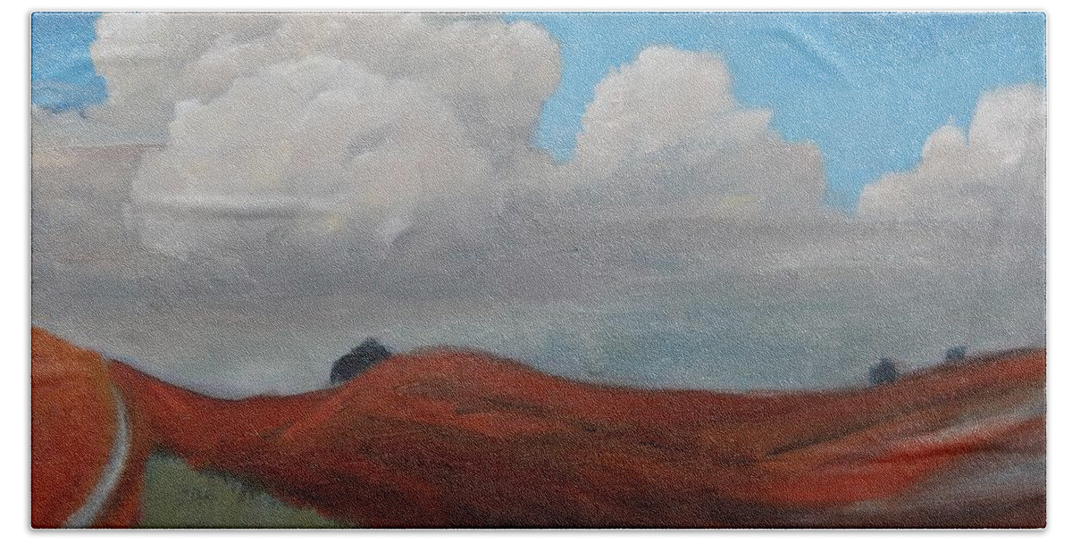 Cloud Hand Towel featuring the painting Quiet Day by Gary Coleman