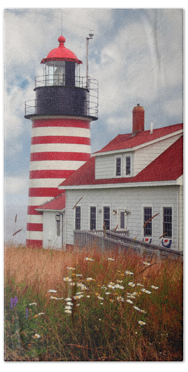 West Quoddy Lighthouse Hand Towel featuring the photograph Quoddy Lighthouse Afternoon by Brenda Giasson