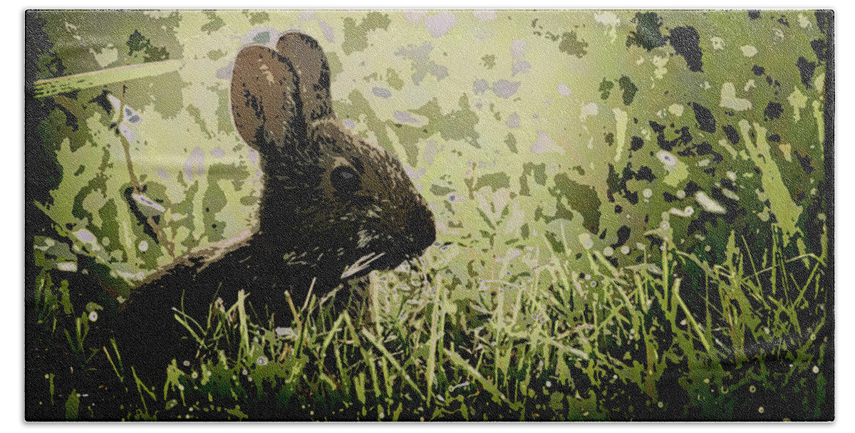 Rabbit Hand Towel featuring the photograph Rabbit In Meadow by Richard Goldman