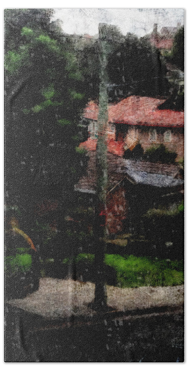 Abstract Bath Towel featuring the photograph Rain in a neighborhood by Ashish Agarwal
