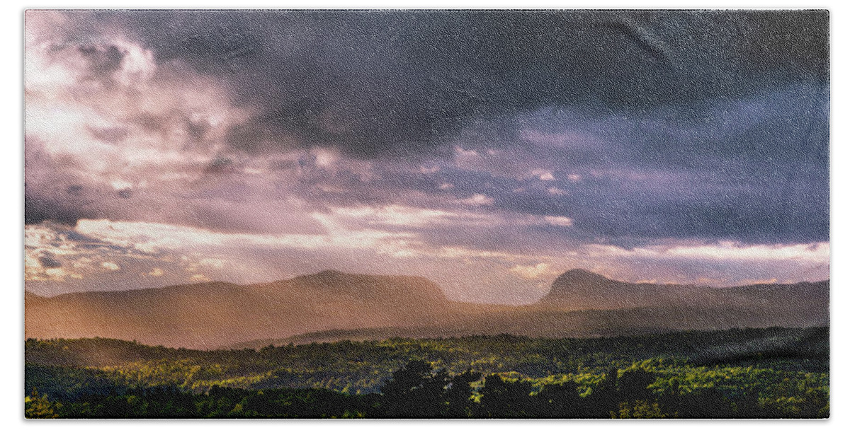 Vermont Bath Towel featuring the photograph Rain Showers over Willoughby Gap by Tim Kirchoff