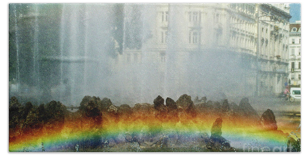 Rainbow Bath Towel featuring the photograph Rainbow Fountain in Vienna by Mariola Bitner
