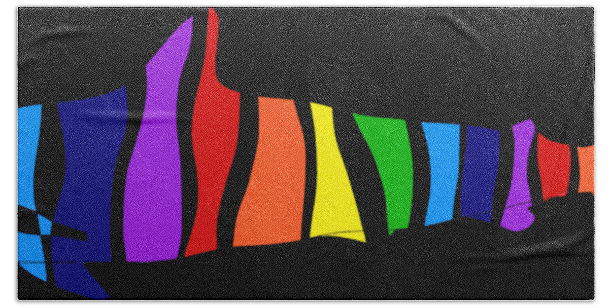 Rainbow Bath Towel featuring the digital art Rainbow Shark by Piotr Dulski