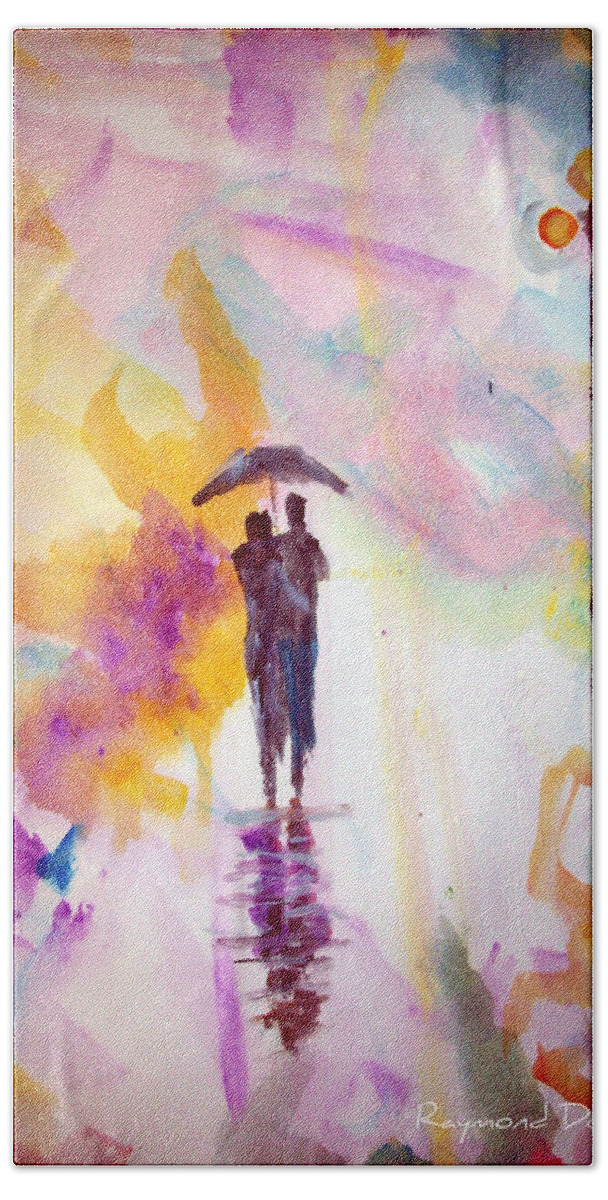 Art Hand Towel featuring the painting Rainbow Walk of Love by Raymond Doward