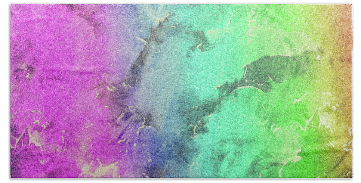 Tiedye Hand Towel featuring the painting Rainbows and Tiedye by Mindy Sommers