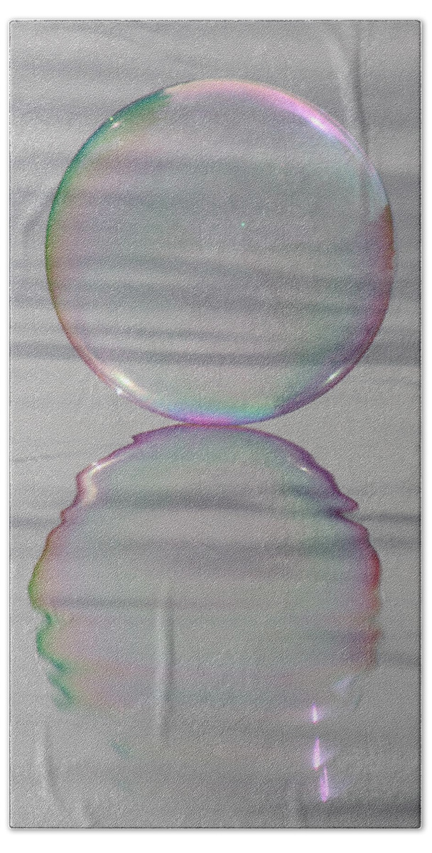 Bubble Hand Towel featuring the photograph Rainbows Edge Bubble by Cathie Douglas