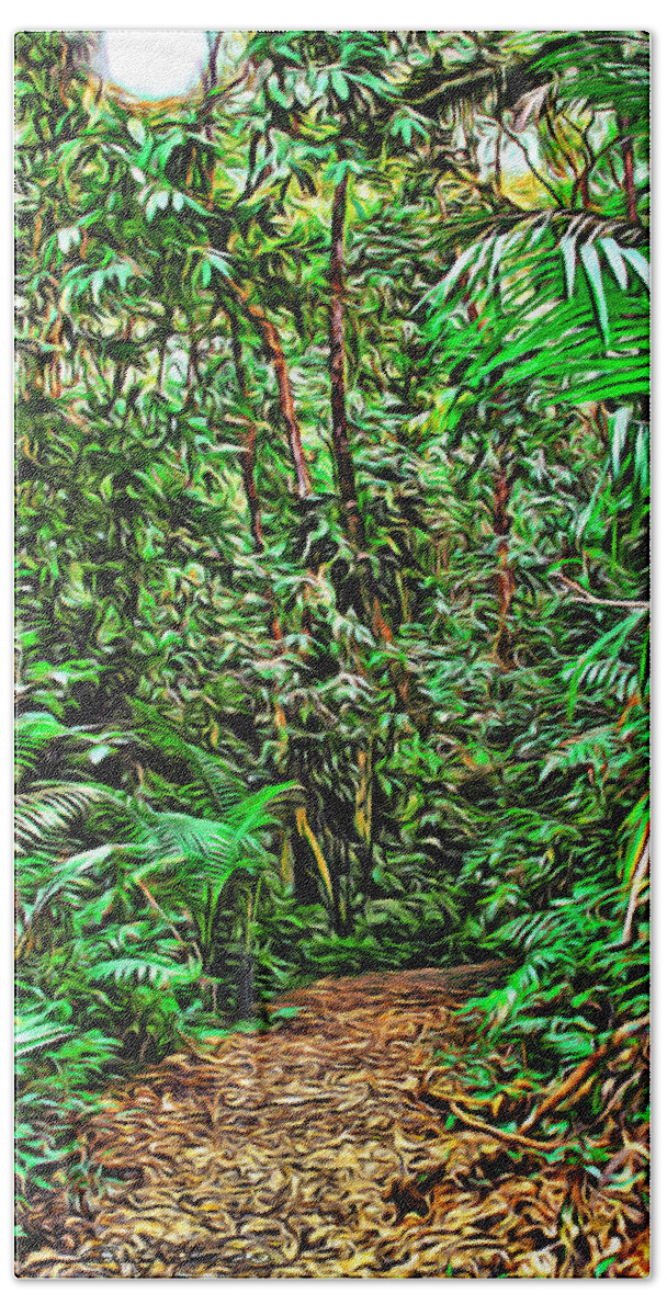 Tobago Hand Towel featuring the digital art Rainforest by Anthony C Chen