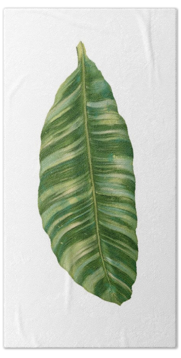 Tropical Hand Towel featuring the painting Rainforest Resort - Tropical Banana Leaf by Audrey Jeanne Roberts