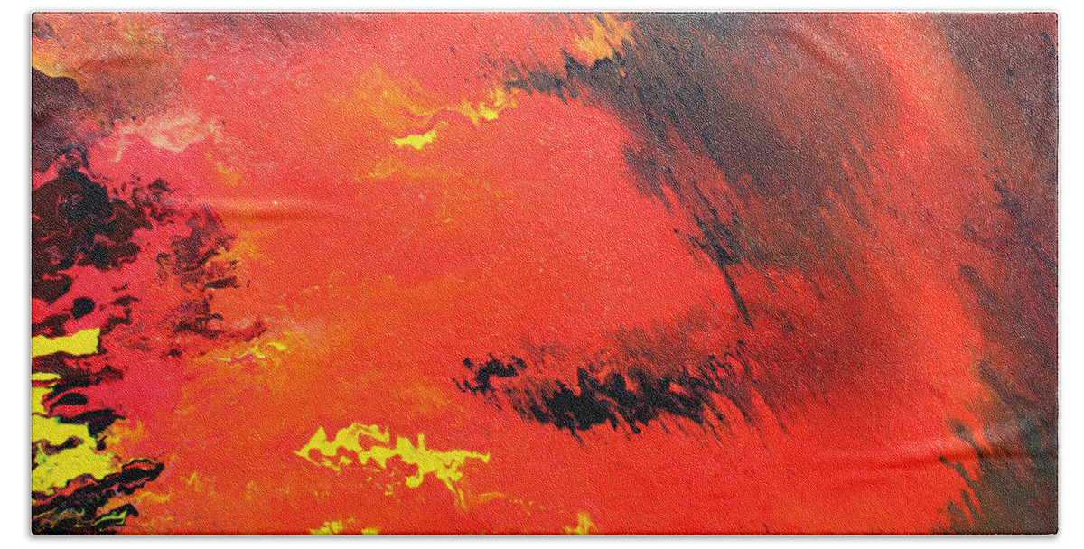 Fusionart Hand Towel featuring the painting Raining Fire by Ralph White