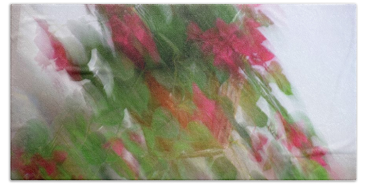 Abstract Hand Towel featuring the photograph Rainy Day floral by Florene Welebny