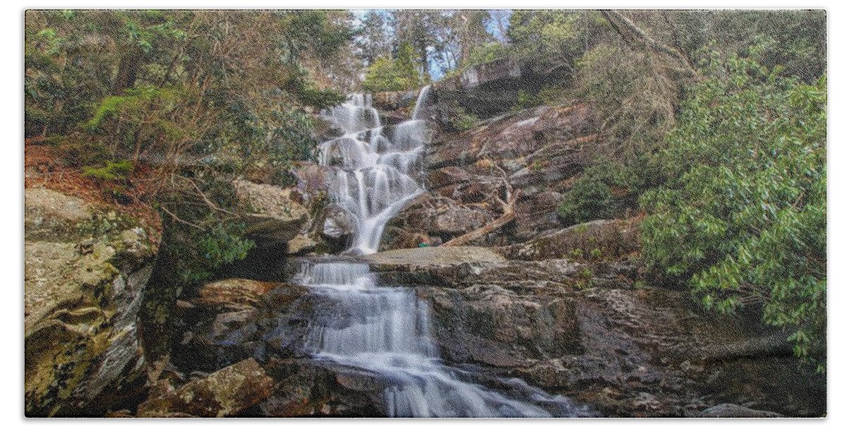Ramsey Cascades Hand Towel featuring the photograph Ramsey Cascades - Tennessee Waterfall by Chris Berrier