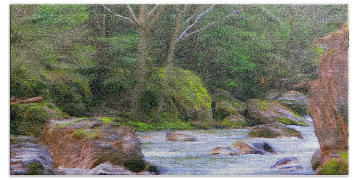 River Bath Towel featuring the painting Rapids at the Rivers Bend by Jeffrey Kolker