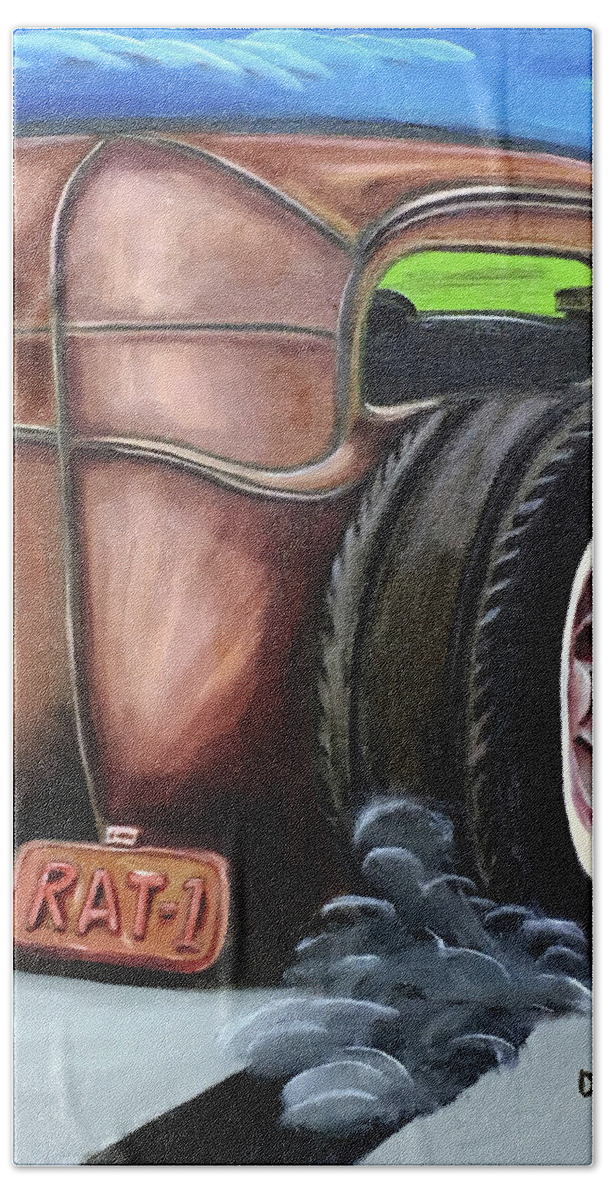 #glorsoart Hand Towel featuring the painting Rat Rod 1 by Dean Glorso