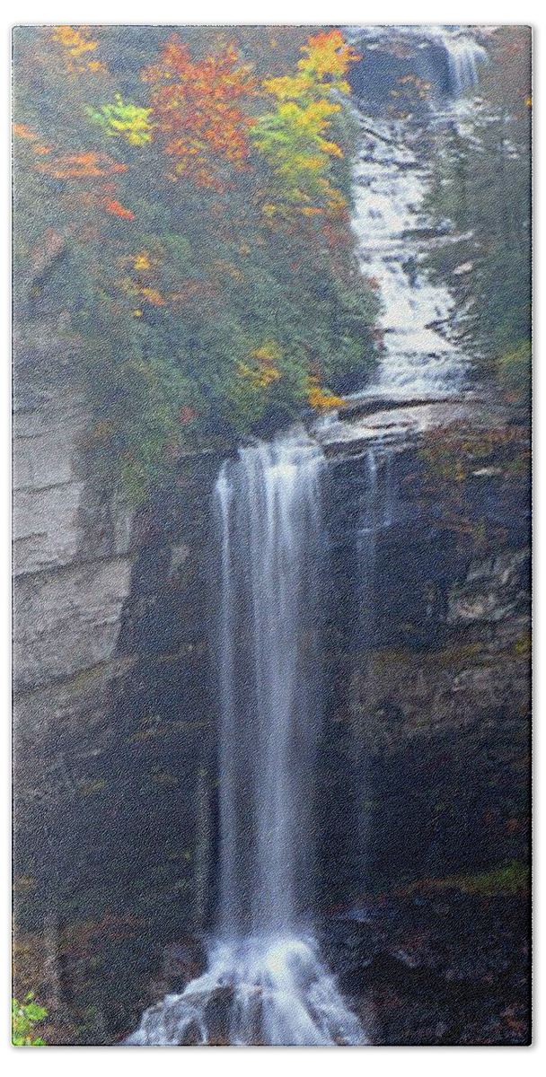 Waterfall Hand Towel featuring the photograph Raven Cliff Falls #2 by Alan Lenk
