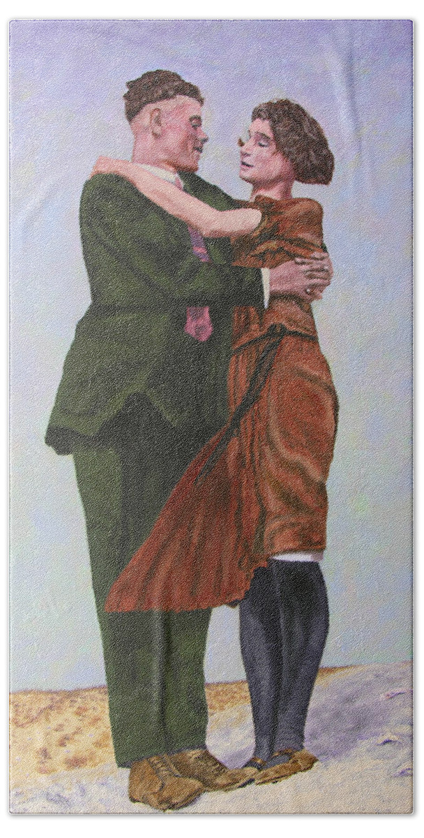 Double Portrait Bath Towel featuring the painting Ray and Isabel by Stan Hamilton