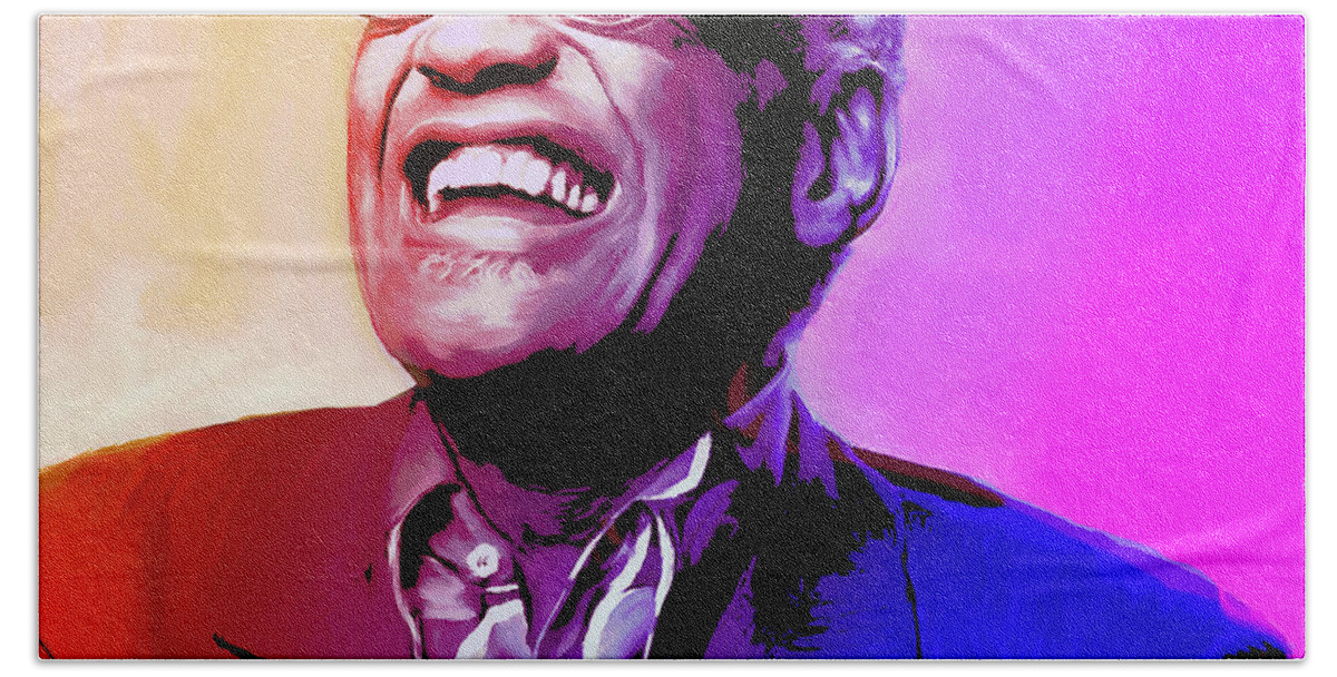 Ray Charles Hand Towel featuring the painting Ray Charles by Greg Joens