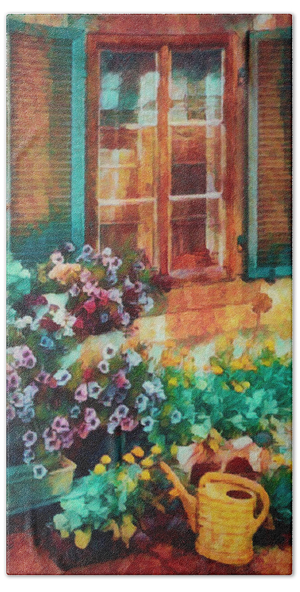 Appalachia Bath Towel featuring the photograph Ready to Water the Garden Oil Painting by Debra and Dave Vanderlaan