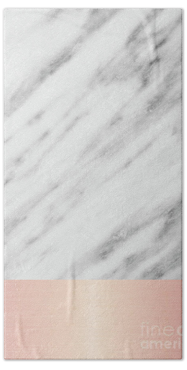 Marble Hand Towel featuring the mixed media Real Italian Marble and Pink by Emanuela Carratoni