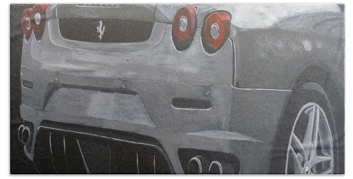 Ferrari Hand Towel featuring the painting Rear Ferrari F430 by Richard Le Page