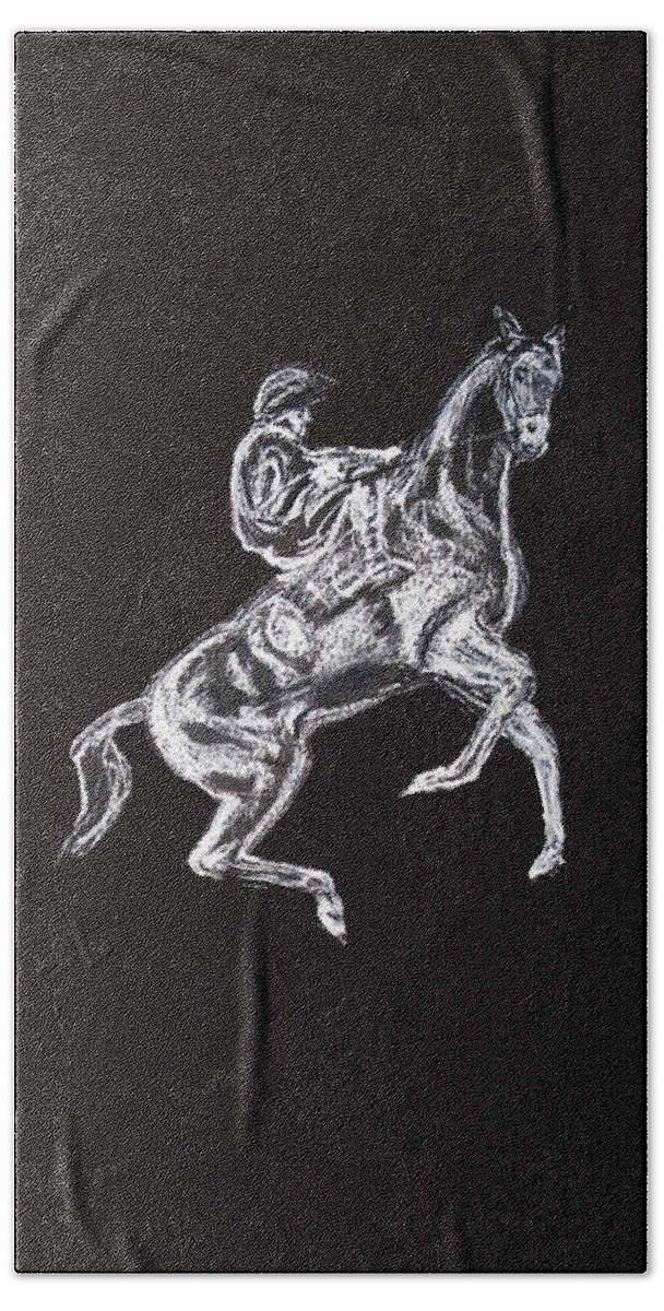 Horse Bath Towel featuring the drawing Rearing Horse by Tom Conway