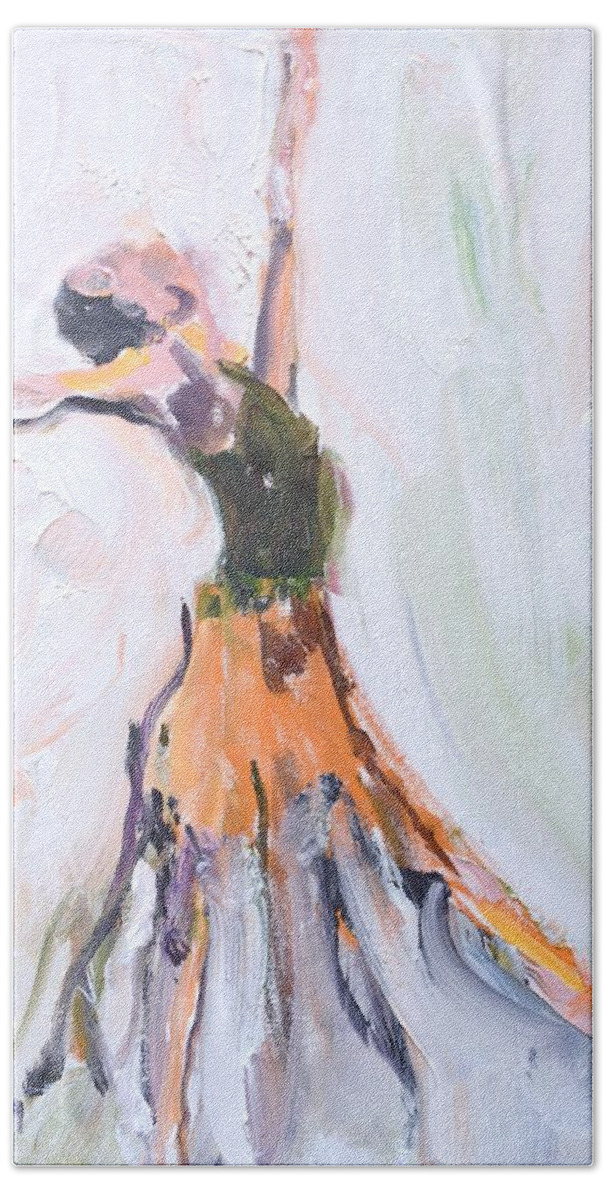 Dance Bath Sheet featuring the painting Rebekah's Dance Series 1 Pose 1 by Donna Tuten