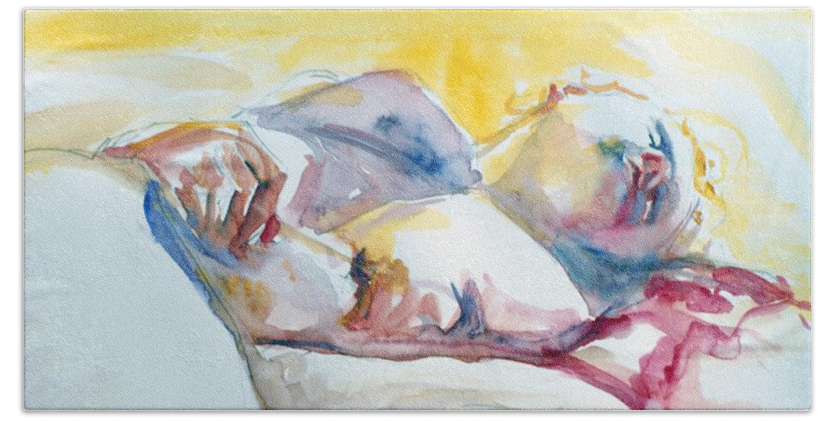 Full Body Bath Towel featuring the painting Reclining Study by Barbara Pease