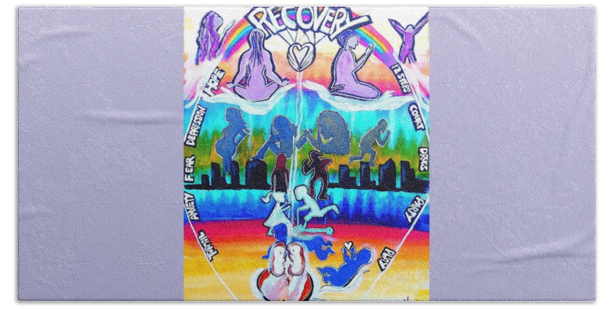 Recovery Hand Towel featuring the painting Recovery Works by Jayne Kerr