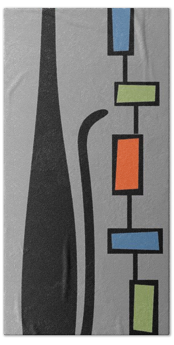  Bath Towel featuring the digital art Rectangle Cat 2 on Gray by Donna Mibus