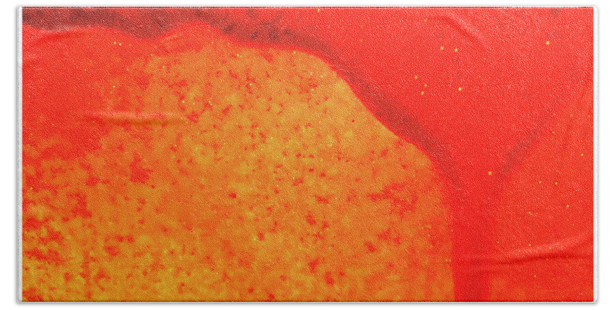 Red And Orange Bath Towel featuring the photograph Red Abstract Paint Drips Square II by Tony Grider