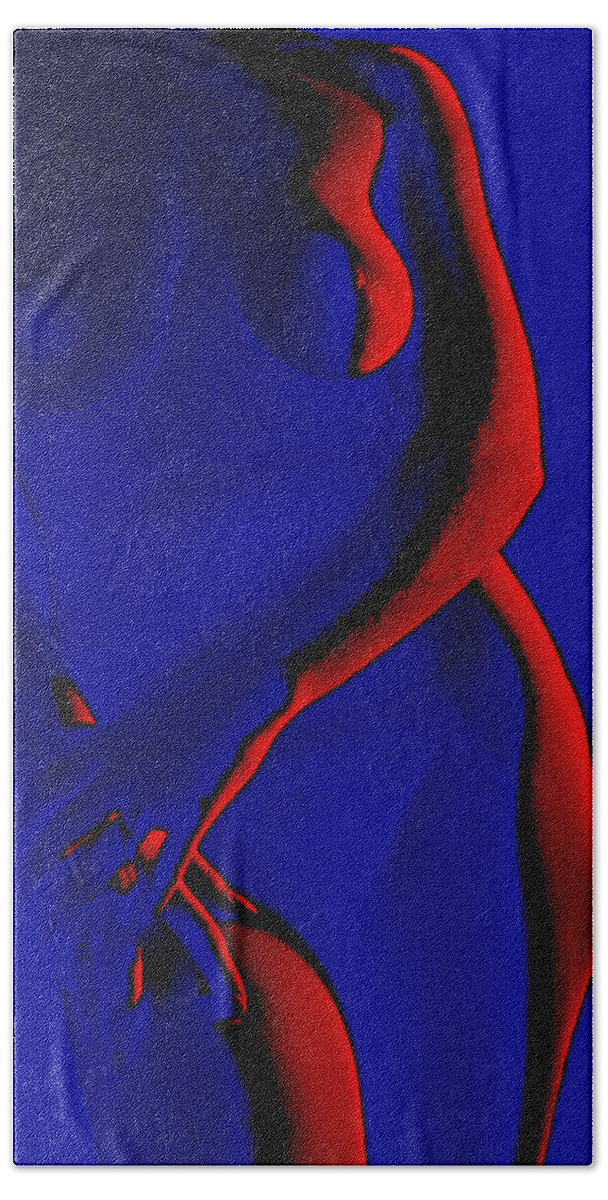 Nude Hand Towel featuring the photograph Red and Blue Nude by Joe Bonita