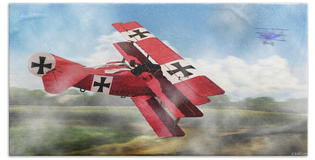 Red Baron Bath Towel featuring the photograph Red Baron Panorama - Lord of the Skies by Weston Westmoreland