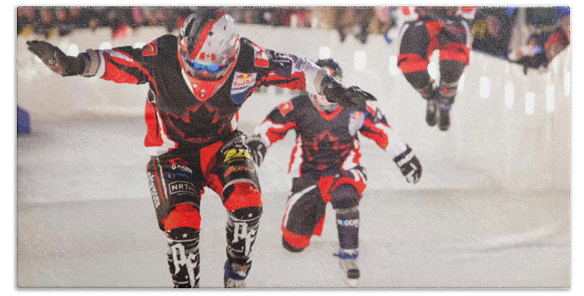 #photogtipsandtricks Bath Towel featuring the photograph Red Bull Crashed Ice St Paul 3 by Wayne Moran